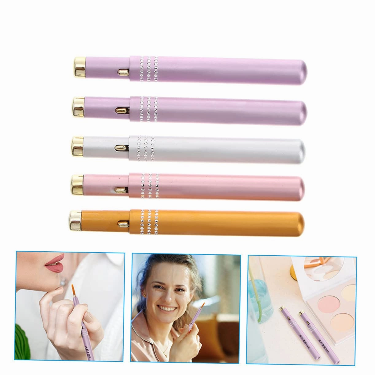 20 Pcs retractable lip brush lipstick brush lipstick lip brush with cap concealer applicator reusable lip brush lip lip balm Metal shell aluminum alloy travel