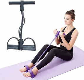 21 Fitness Resistance Bands-4 Tube Pedal Ankle Puller,2025 Upgrade Sit up Leg Stretch Rope Exercise Bands with Handles,AB Training Auxiliary Device Workout Equipment for Women Men