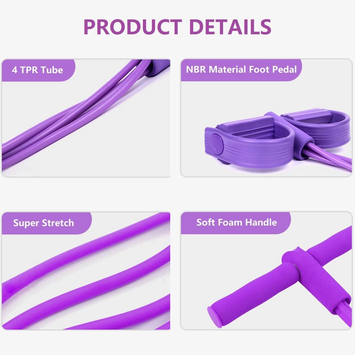 21 Fitness Resistance Bands-4 Tube Pedal Ankle Puller,2025 Upgrade Sit up Leg Stretch Rope Exercise Bands with Handles,AB Training Auxiliary Device Workout Equipment for Women Men