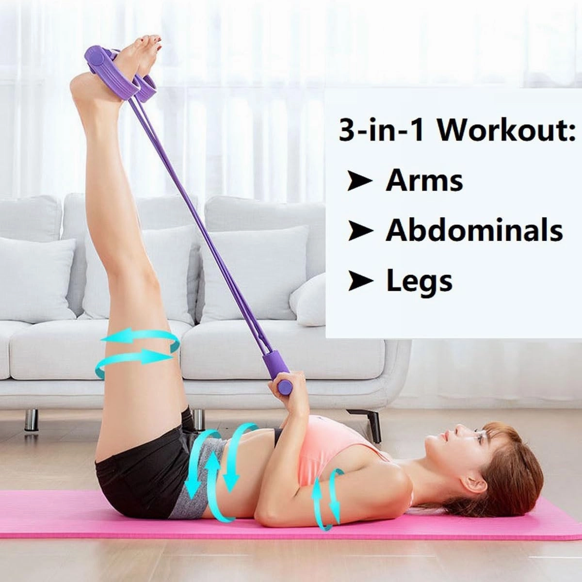 21 Fitness Resistance Bands-4 Tube Pedal Ankle Puller,2025 Upgrade Sit up Leg Stretch Rope Exercise Bands with Handles,AB Training Auxiliary Device Workout Equipment for Women Men