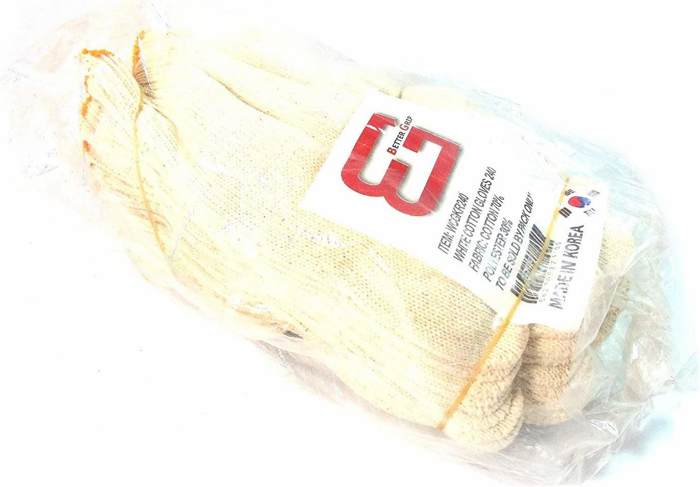 240 Pairs String Knit White Poly Cotton Work Gloves -Made in Korea