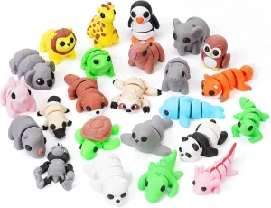 24PCS Mini 3D Printed Animals Set Kindergarten Graduation Gifts for Kids Articulated Flexible Toy Tiny Animals Figurines Exquisite Cute Pocket Pets Toy 3D Printed Miniature Figurines Desk Ornaments