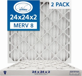 24x24x2 Air Filter MERV 8 (2-Pack) TRION Air Bear Pleated HVAC Air Filters Replacement (Actual Size: 23.38 x 23.38 x 1.75 Inches)