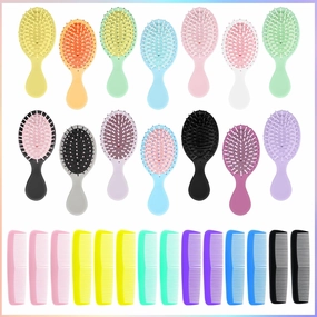 28PCS Mini Hair Brush Small Pocket Combs Set, Bulk Travel Brushes for Women with Nylon Bristles Plastic Fine Hair Comb Bulk Detangling Hair Combs Set for Wet Dry Hair, Multicolor
