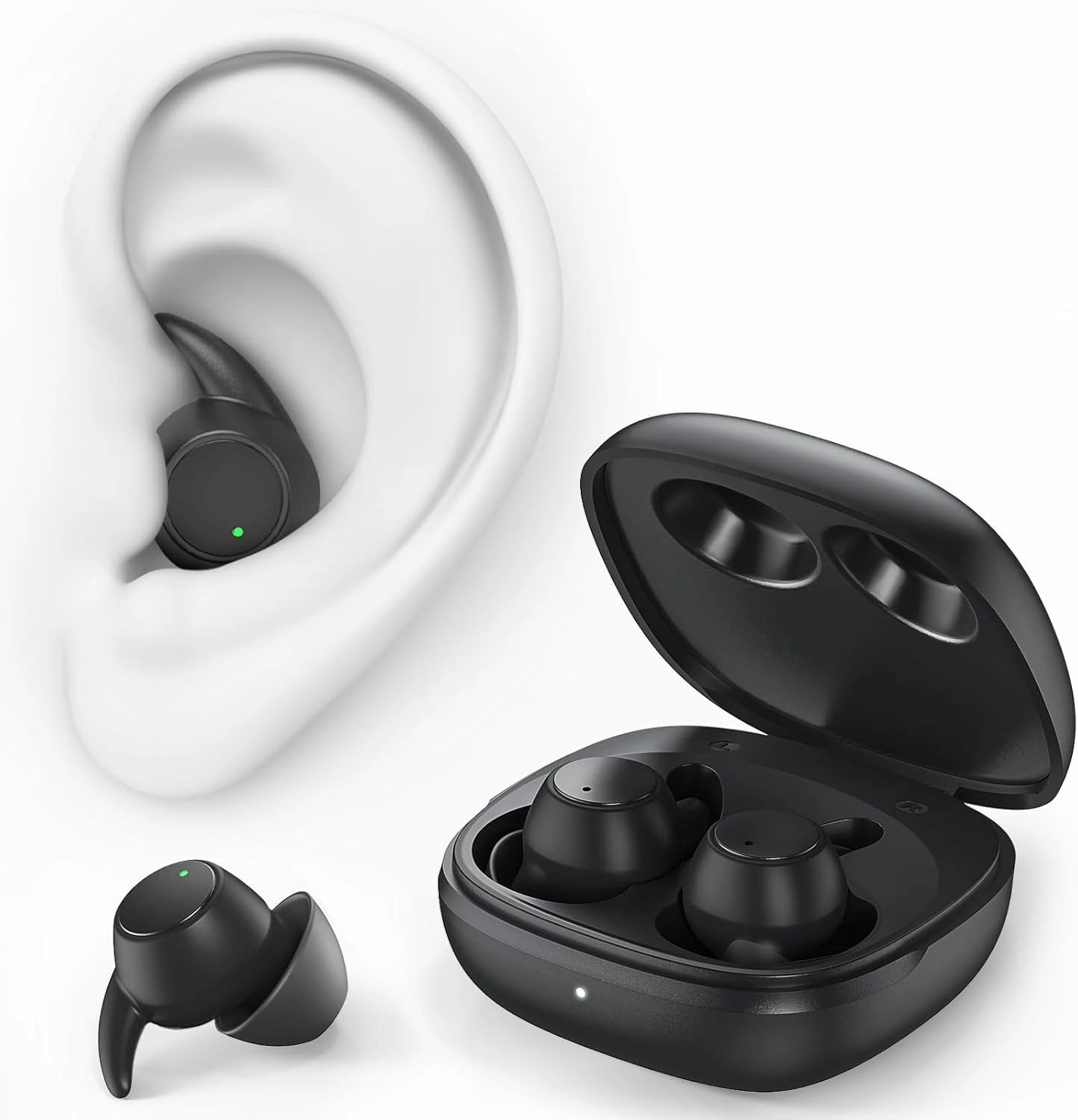2.0 Sleep Earbuds, Noise Blocking Sleep Headphones, High Fidelity Invisible Ear Plugs-Hearing Protection, Mini Design for Side Sleepers, Bluetooth 5.4, Reusable Flexible Silicone-Black