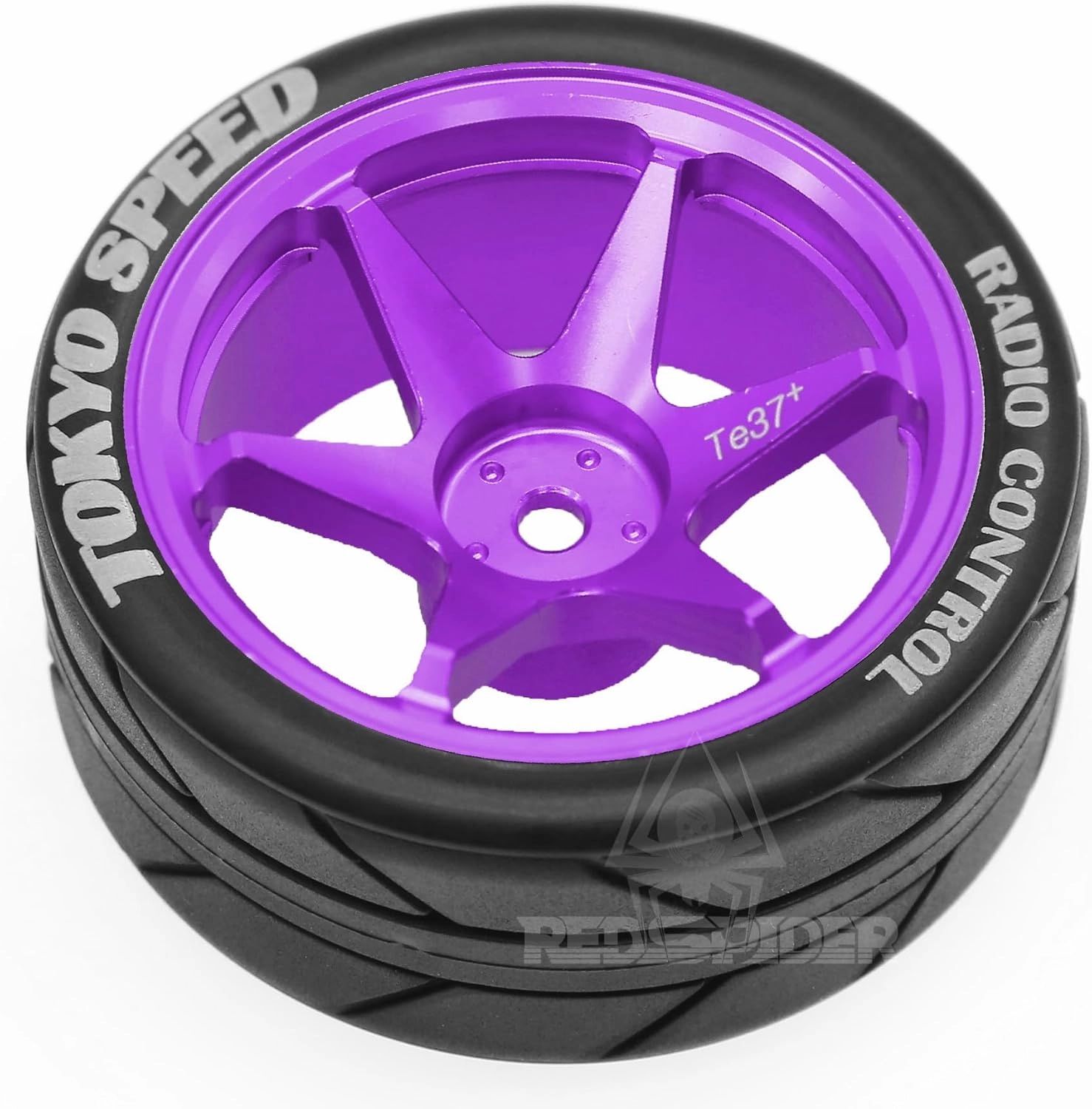 2.56'' RC On-Road Tires and Aluminum Wheel Rim Set 6-Spokes Wheels 1/10 RC Rally Racing 12mm HEX for Tamiya TT01 TT02 XV01 TA06 A959 PTG2 HPI KYOSHO PTG2 Road Trip Drift Car R243 (Purple)