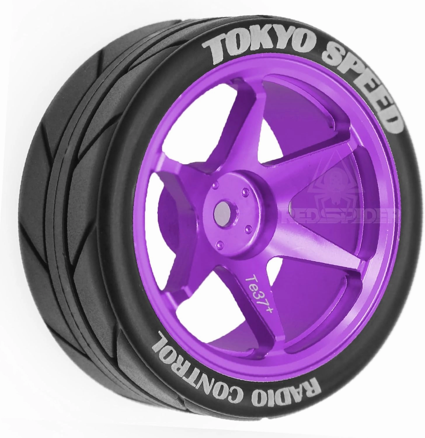 2.56'' RC On-Road Tires and Aluminum Wheel Rim Set 6-Spokes Wheels 1/10 RC Rally Racing 12mm HEX for Tamiya TT01 TT02 XV01 TA06 A959 PTG2 HPI KYOSHO PTG2 Road Trip Drift Car R243 (Purple)