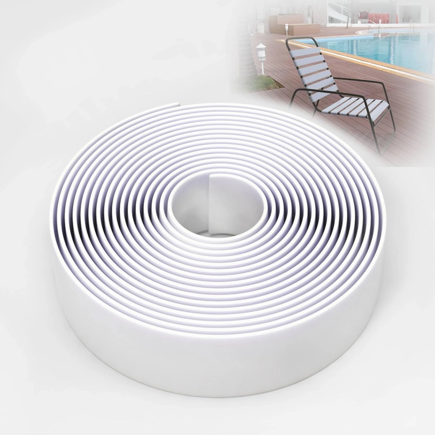 2 Inch Wide, 50ft Long Vinyl Strap - Replacement Straps for Patio Chairs - Vinyl Strapping for Patio Furniture Repair - Durable Seat Repair Kit for Lawn Chairs, Outdoor Furniture (White)