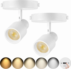2-Pack LED Ceiling Spotlight 5-Color Dimmable 10W White Adjustable Directional Flush Mount Ceiling Spot Lights, 24° Beam Angle 1000lm CRI90  Flicker-Free, Perfect for Art, Picture, Kitchen