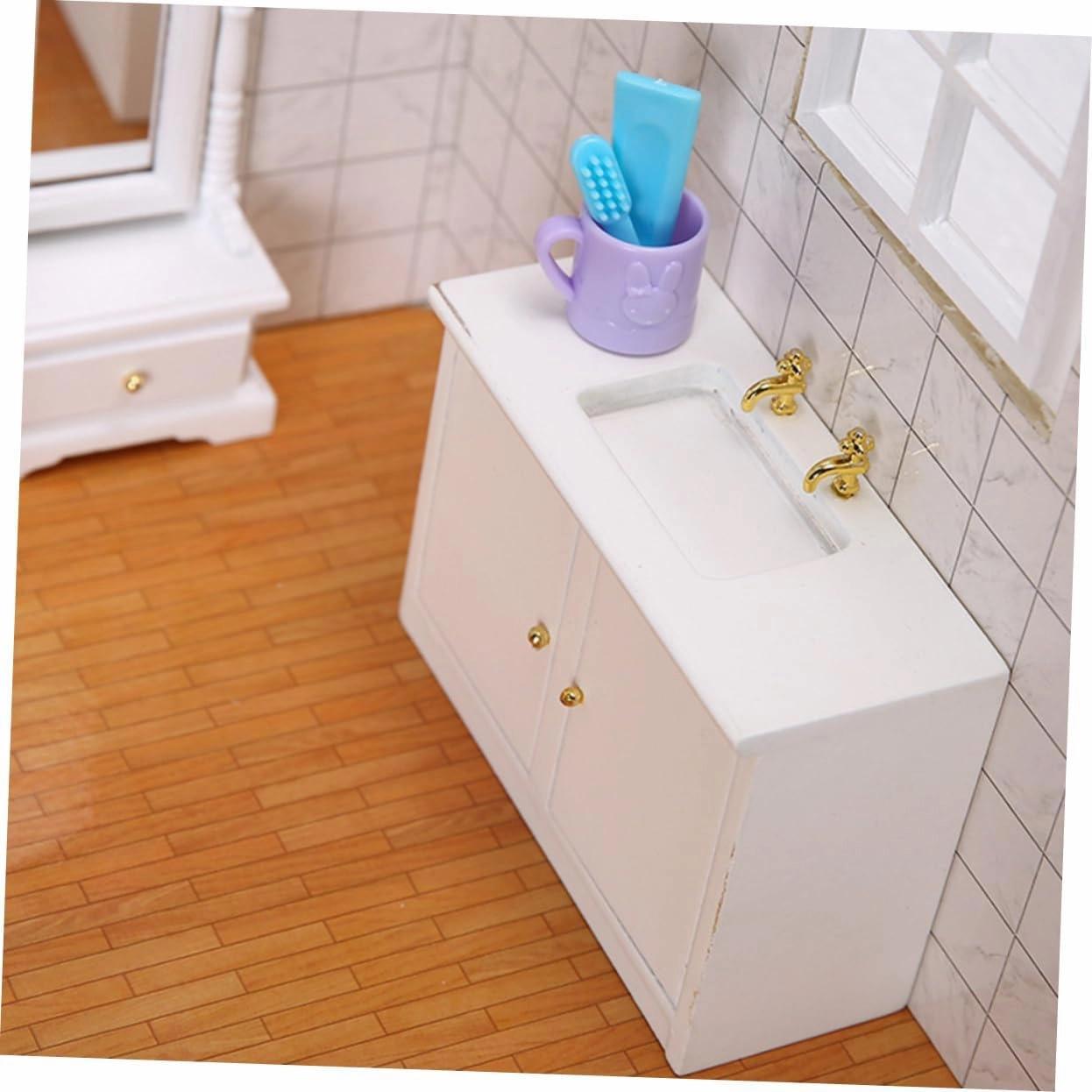 2 pcs Miniature Bathroom Sink Model Small House Accessory for DIY Projects Creative White Design for Dollhouses Safe Lightweight and Lifelike Mini Furniture Ornament