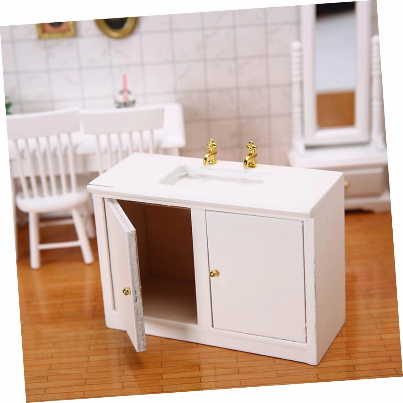 2 pcs Miniature Bathroom Sink Model Small House Accessory for DIY Projects Creative White Design for Dollhouses Safe Lightweight and Lifelike Mini Furniture Ornament