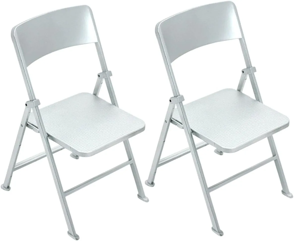 2Pcs Miniature Folding Chair Tiny House Furniture Accessory Decorative Dollhouse Chairs Compact Design for Playroom Portable Easy to Store
