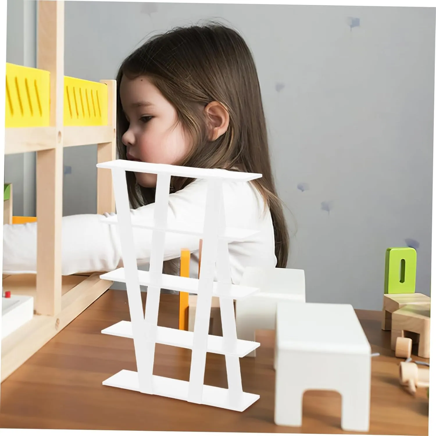 2pcs Miniature Wooden Stand Dollhouse Storage Shelf Compact Display Rack for Miniatures Elegant Decor for Spaces Multifunctional Wooden Furniture Model