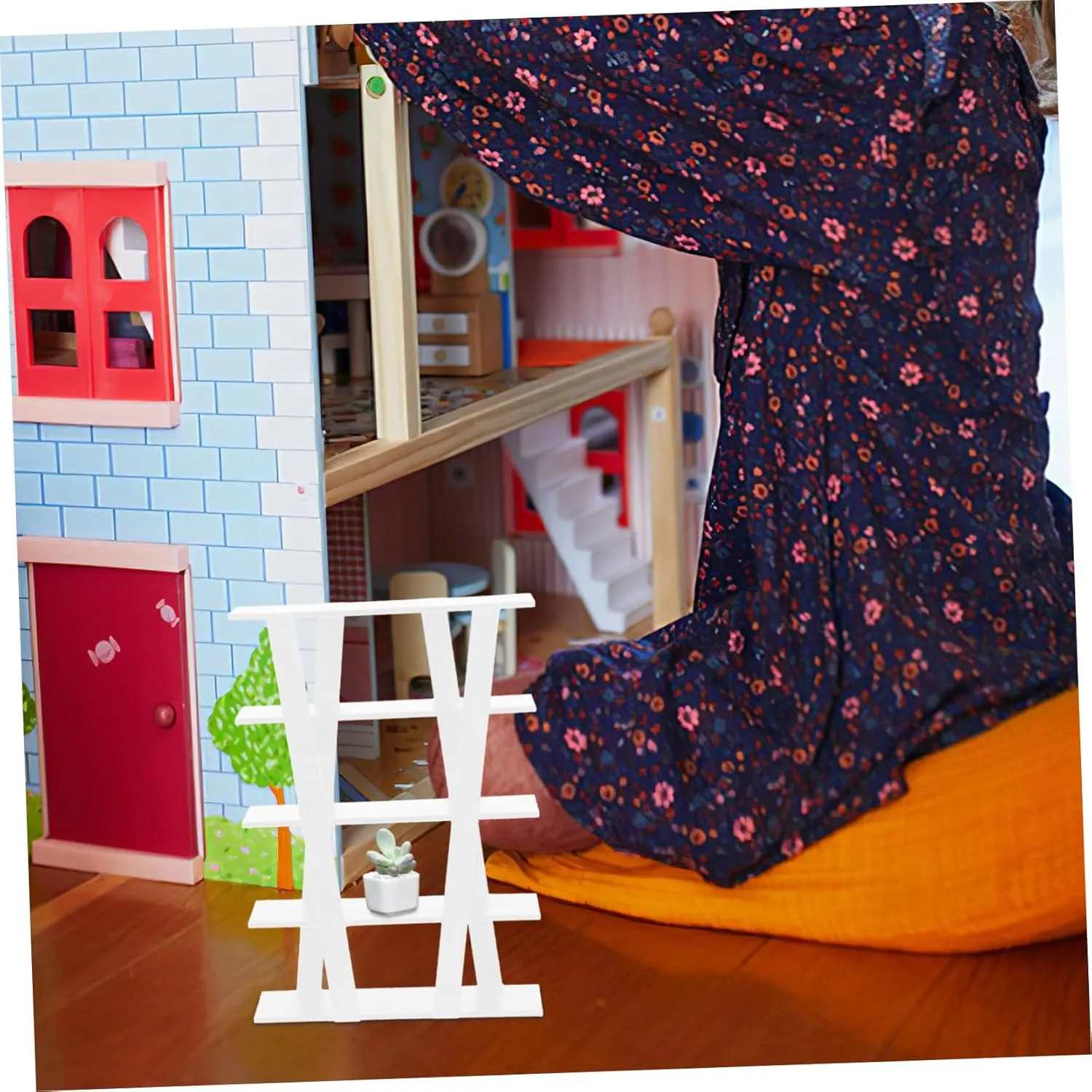 2pcs Miniature Wooden Stand Dollhouse Storage Shelf Compact Display Rack for Miniatures Elegant Decor for Spaces Multifunctional Wooden Furniture Model
