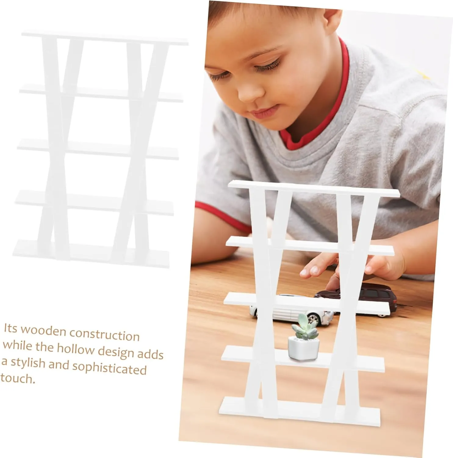 2pcs Miniature Wooden Stand Dollhouse Storage Shelf Compact Display Rack for Miniatures Elegant Decor for Spaces Multifunctional Wooden Furniture Model
