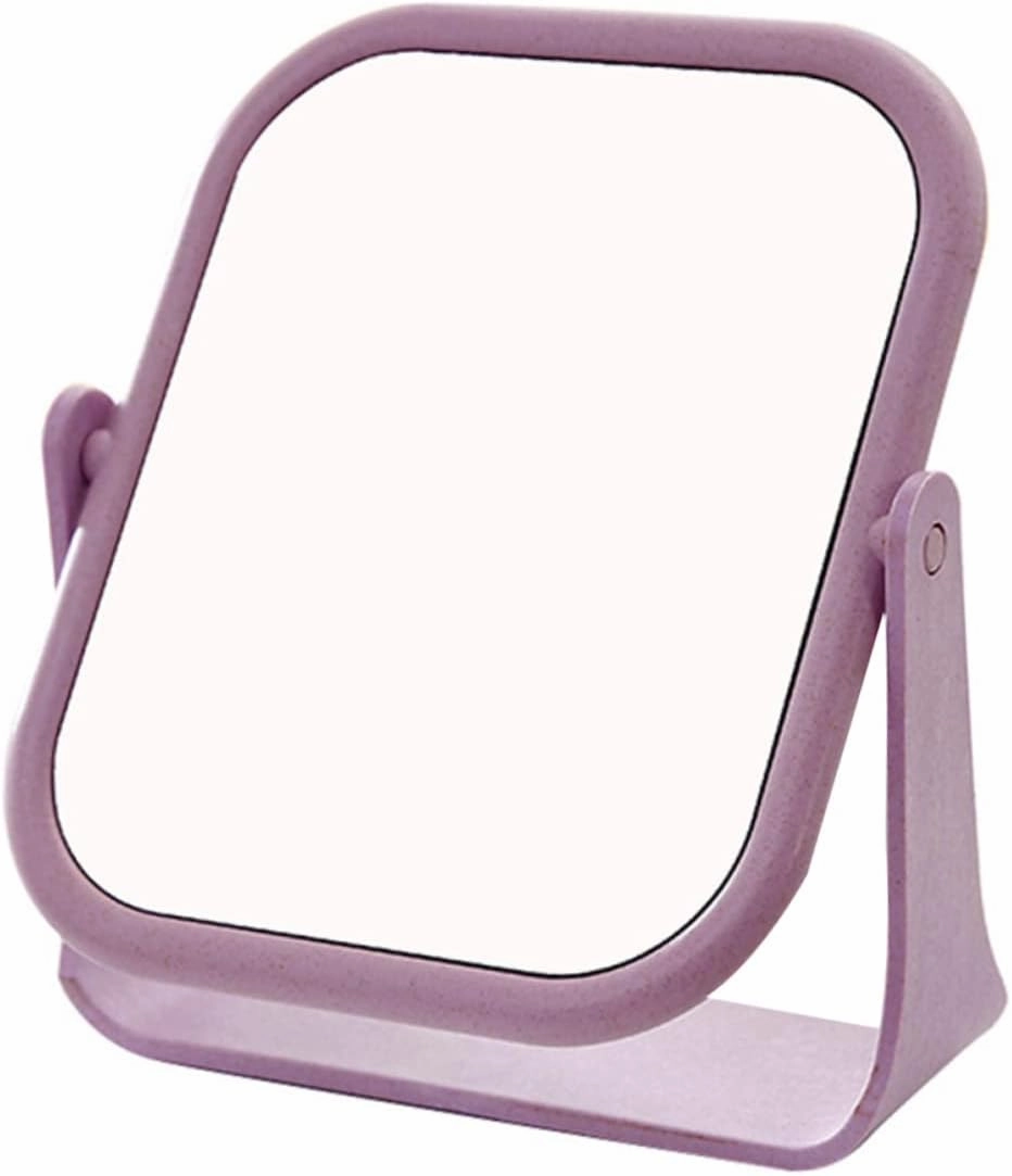 2pcs Double-Sided Makeup Mirrors Rotating Square Oval Portable Chic Desk Mirror Set
