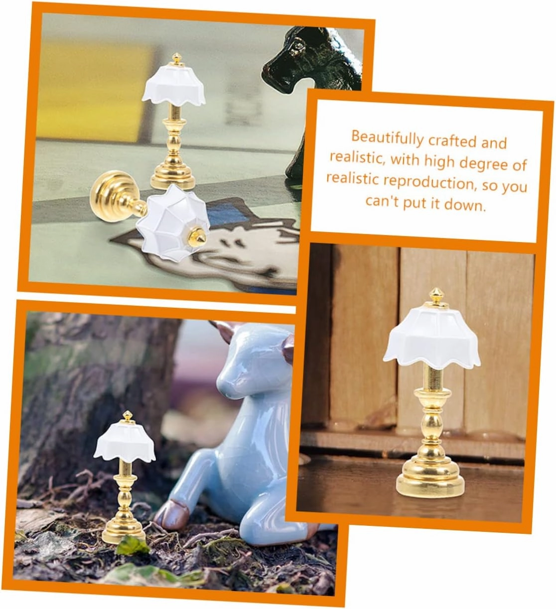 2sets Bedside Light Miniature Metal Mini Lamp for Home Decor Miniature Lamp Model Warm Design 4pcs*2