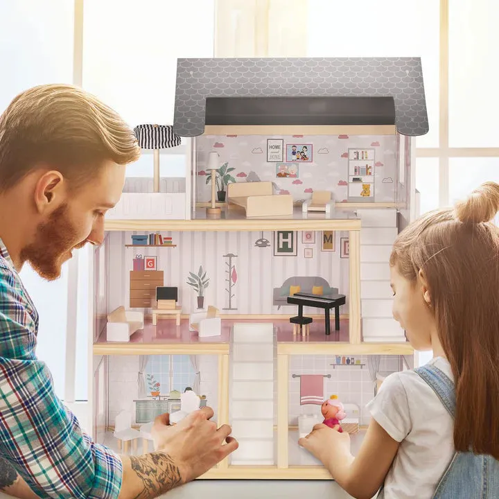 3-Floor Wooden Dollhouse