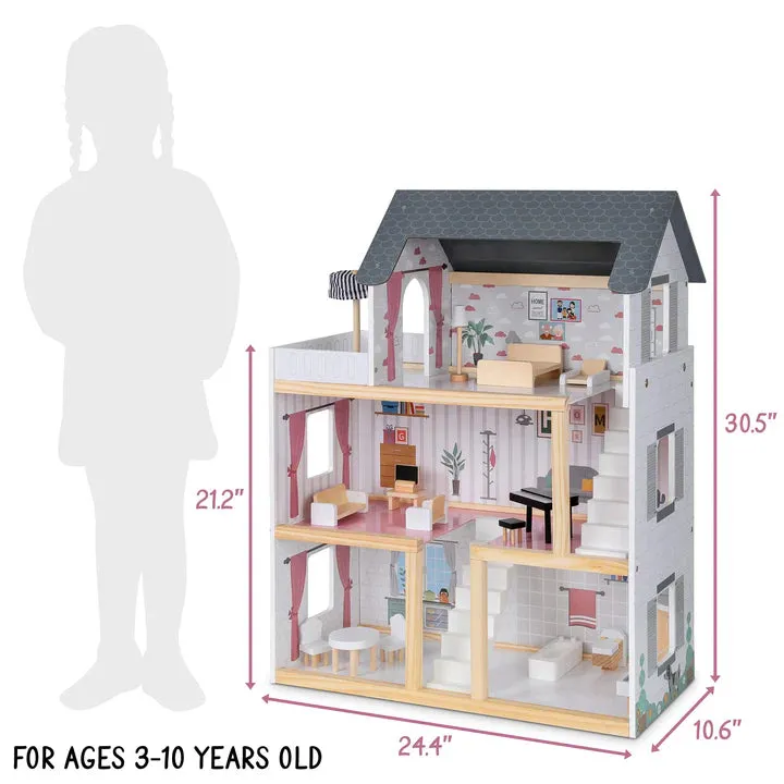 3-Floor Wooden Dollhouse