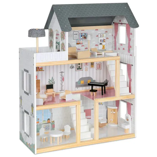 3-Floor Wooden Dollhouse