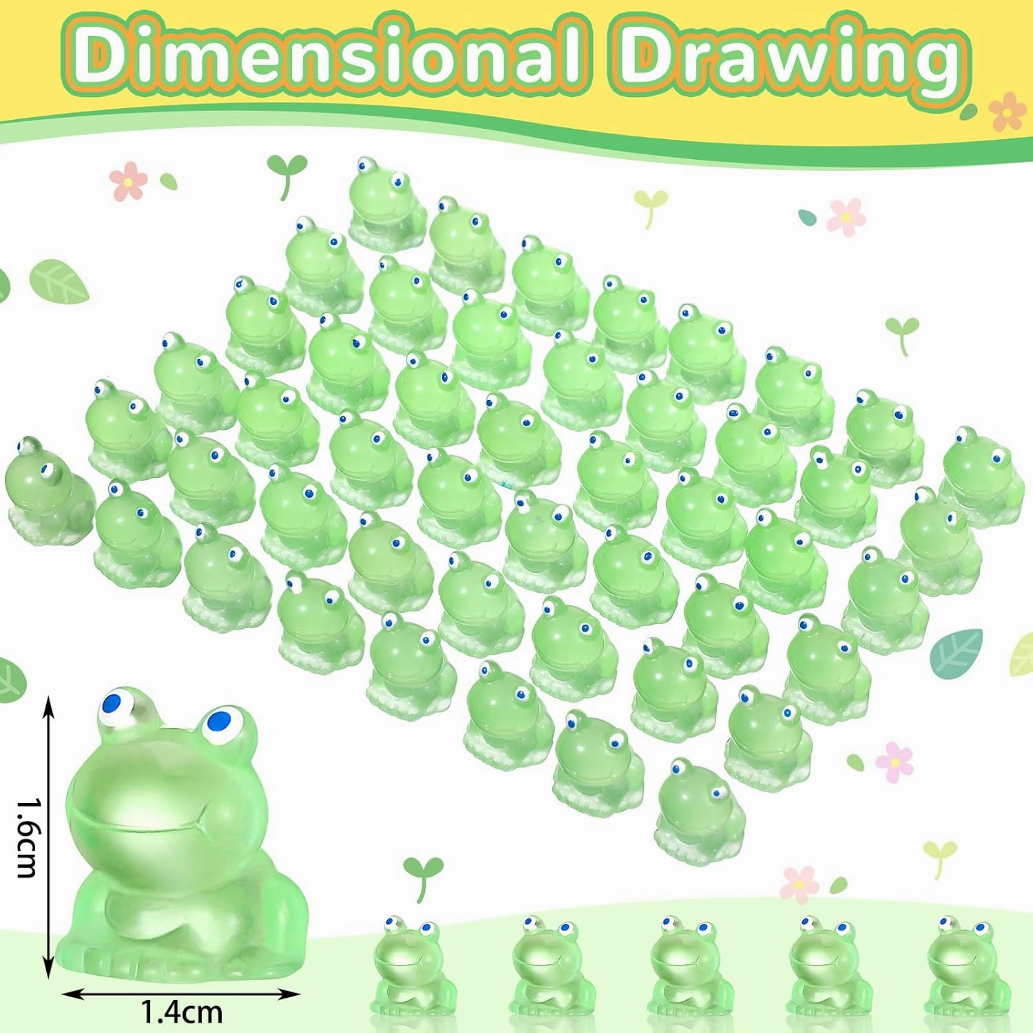 300 Pcs Mini Glow in Dark Frogs Luminous Green Tiny Frogs Animals Miniature Figurines DIY Crafts for Garden Dollhouse Decoration