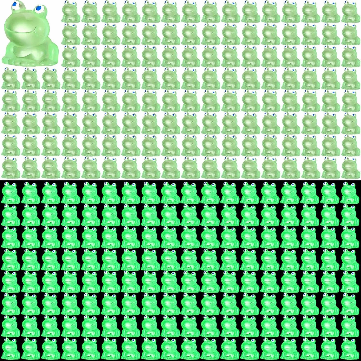 300 Pcs Mini Glow in Dark Frogs Luminous Green Tiny Frogs Animals Miniature Figurines DIY Crafts for Garden Dollhouse Decoration