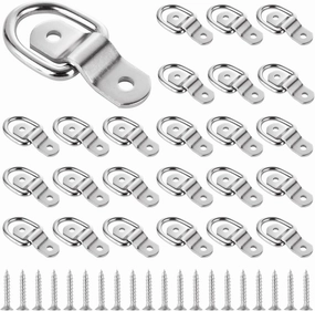 30 Pack D Ring Tie Down Anchors 1/4" Heavy Duty Stainless Steel Surface Floor Mount Lashing Rings 400 Lbs Trailer Tie Down Hooks for Truck, Trailer, Camper, Warehouse, Boat, Cargo Control
