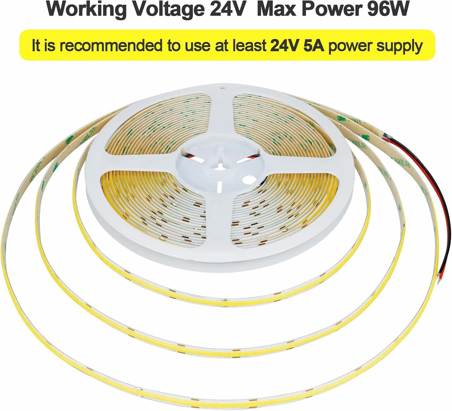 32.8ft(10M) 24V COB LED Strip Light Cool White 6000K 3840LEDs CRI 93  6800lm Uniform Glow Dotless IP20 Not Waterproof Flexible LED Tape Lights for DIY Cabinet Bedroom Home Decor(No Power Supply)