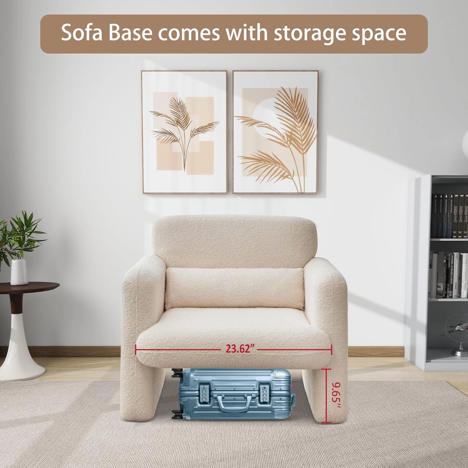 33.86" Accent Chairs, Modern Sherpa Lamb Fabric Armed Chair Comfy Upholstered Armchair Leisure Single Sofa Chair with a Waist Pillow for Bedroom, Office and Living Room