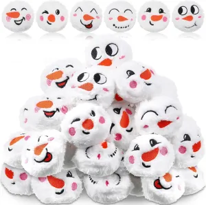 36 Pcs 3 Inch Christmas Snowball Fight Set for Indoor Snowmen Balls with Faces Fun Snowmen Balls Realistic Winter Snow Ball Fake Toy Plush Snowman Snowballs for Outdoor Toss Games(Cute Style)
