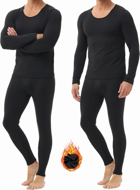 3 Pack Thermal Underwear for Men Long Johns Fleece Lined Soft and Warm Set Base Layer for Cold Weather