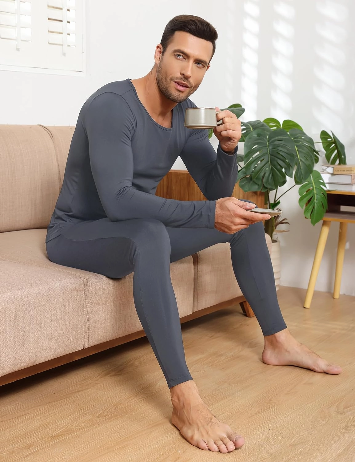 3 Pack Thermal Underwear for Men Long Johns Fleece Lined Soft and Warm Set Base Layer for Cold Weather