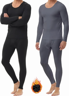 3 Pack Thermal Underwear for Men Long Johns Fleece Lined Soft and Warm Set Base Layer for Cold Weather