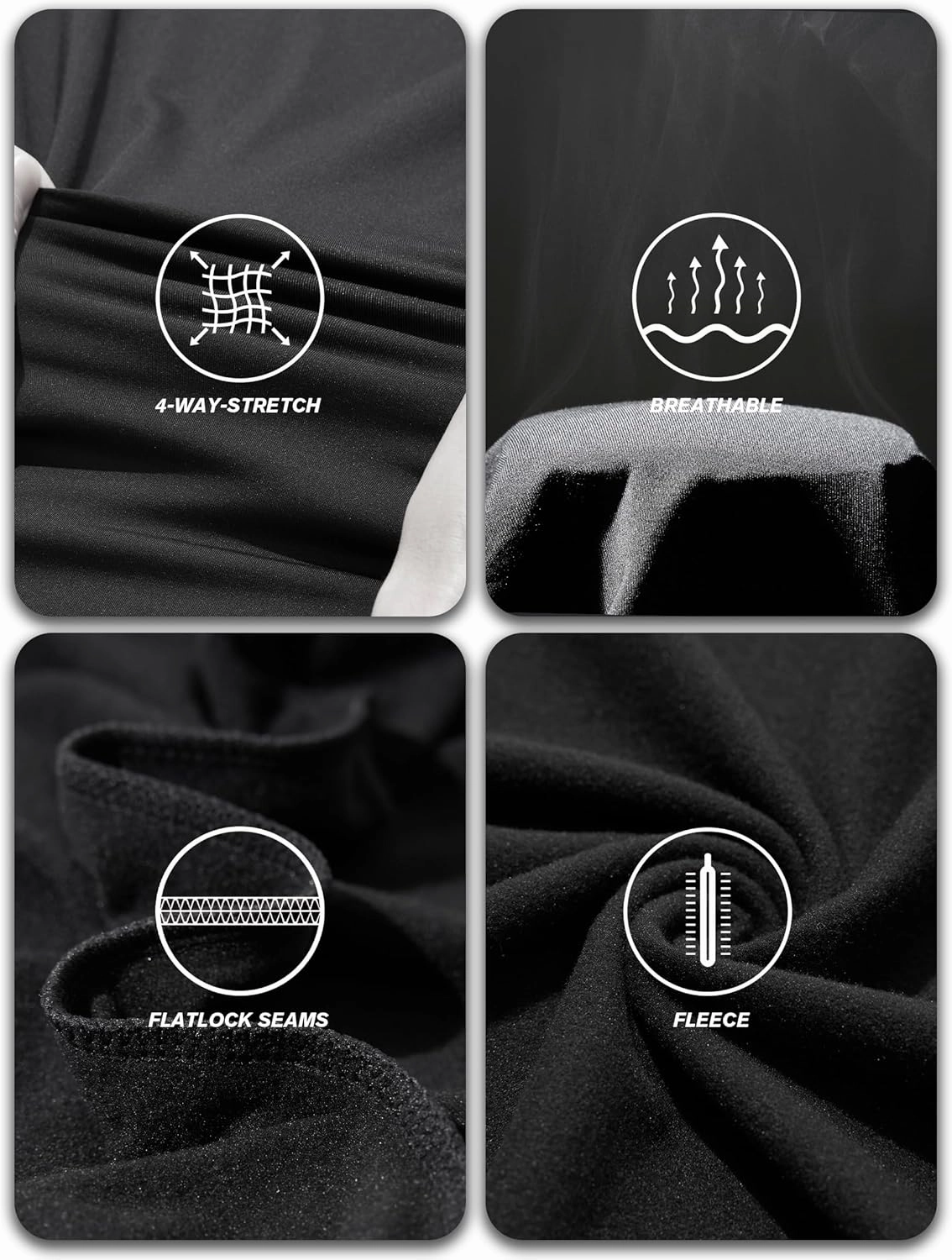 3 Pack Thermal Underwear for Men Long Johns Fleece Lined Soft and Warm Set Base Layer for Cold Weather