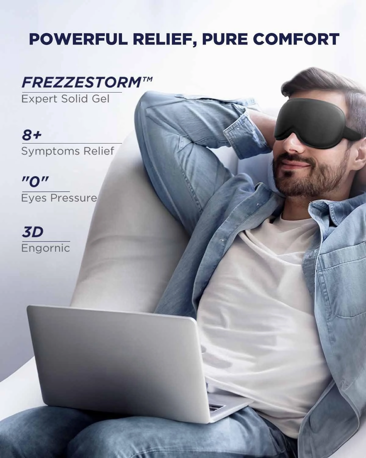 3D Cooling Gel Eye Mask - Reusable Cold Sleep Mask, Eyes Ice Pack with Hot & Cold Compress Therapy for Puffiness, Dark Circles, Dry Eyes, Headaches and Stress Relief (Black,1 Pack)