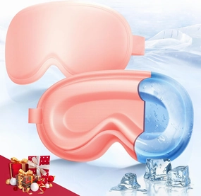 3D Cooling Gel Eye Mask - Reusable Cold Sleep Mask, Eyes Ice Pack with Hot & Cold Compress Therapy for Puffiness, Dark Circles, Dry Eyes, Headaches and Stress Relief (Pink,1 Pack)