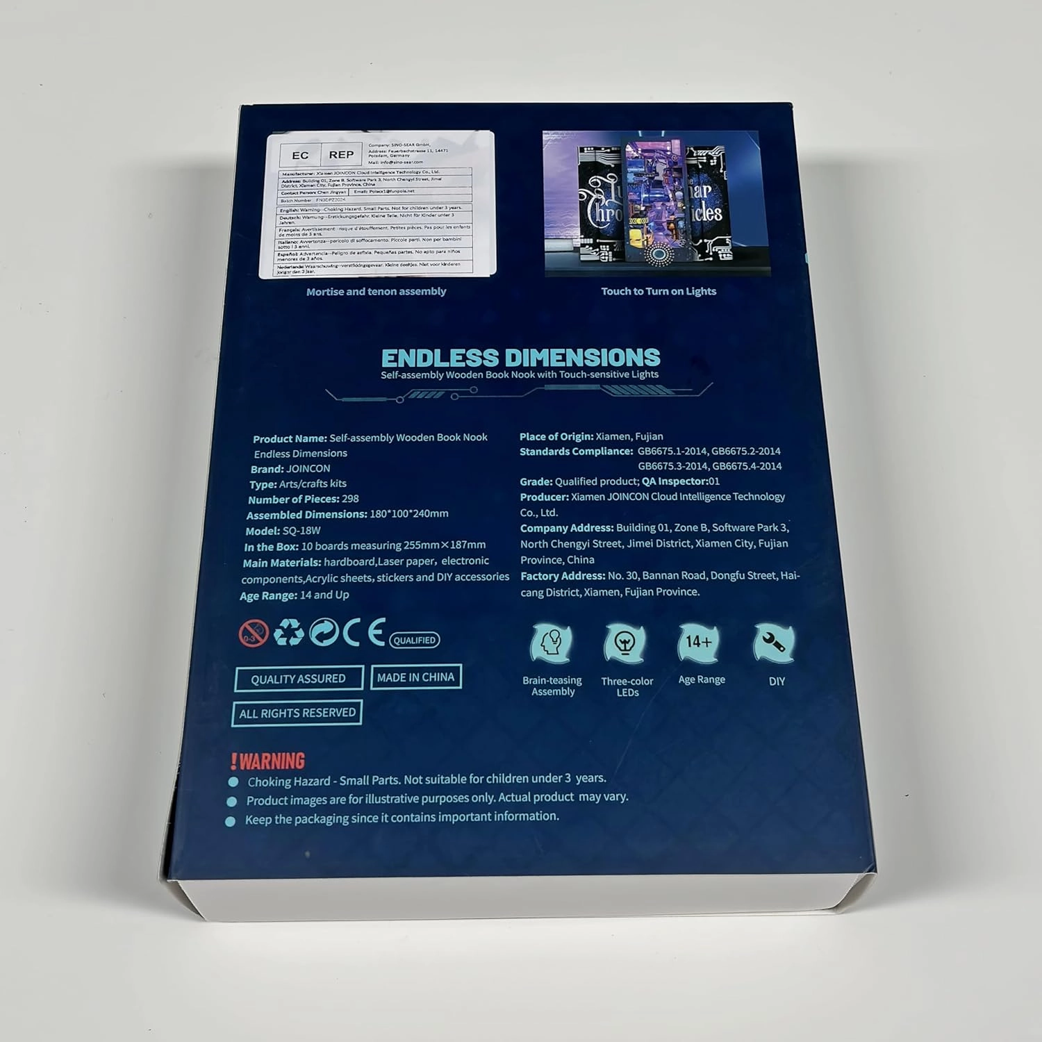 3D Wood Puzzle Book Nook Kit, Futuristic Miniature Bookshelf Insert with LED Lights, DIY Cyberpunk Bookend Décor for Display, Unique Craft for Adults and Teens (Endless Dimensions)
