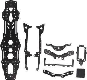 3RACING D5S Lite 1/10 RC Car Upgrade Chassis Set, Carbon and Aluminum Accessories, Hollow for Better Cooling, Installation, Improves Drift Performance (Black)