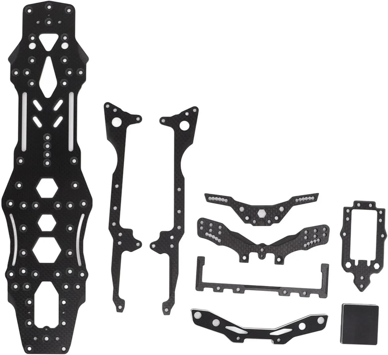3RACING D5S Lite 1/10 RC Car Upgrade Chassis Set, Carbon and Aluminum Accessories, Hollow for Better Cooling, Installation, Improves Drift Performance (Black)