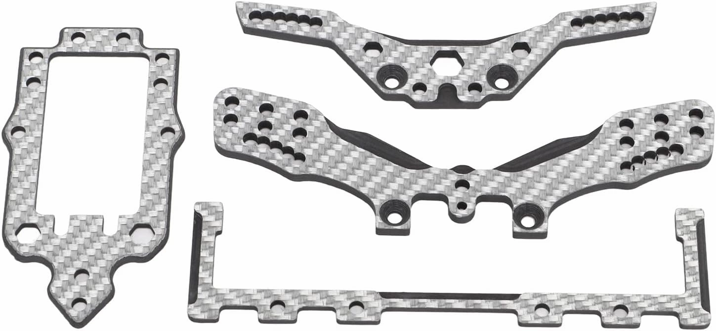 3RACING D5S Lite 1/10 RC Car Upgrade Chassis Set, Carbon and Aluminum Accessories, Hollow for Better Cooling, Installation, Improves Drift Performance (Silver SSG)