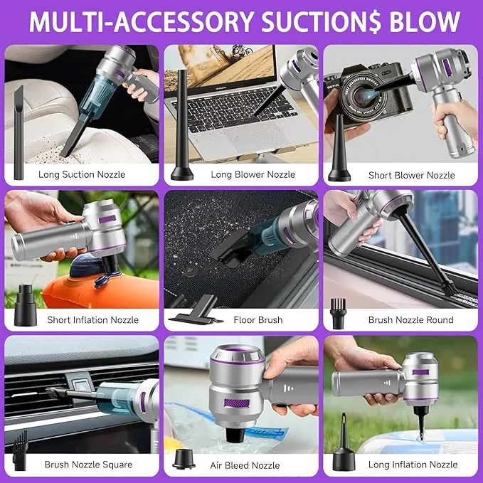 4-in-1 Compact Wireless Car Vacuum and Air Blower