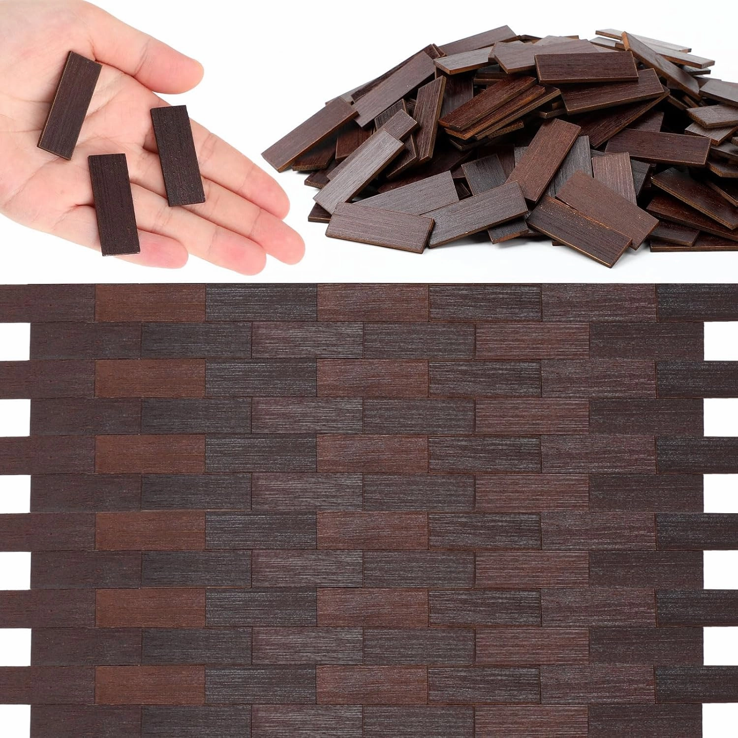 400 Pcs Miniature Dollhouse Flooring 1: 12 Scale Mini Wooden Dollhouse Floor Boards Geometric Bamboo Furniture for Model Accessories
