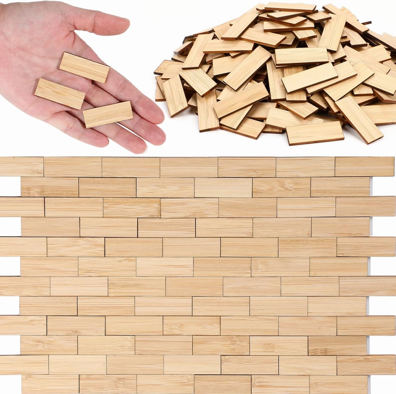 400 Pcs Miniature Dollhouse Flooring 1: 12 Scale Mini Wooden Dollhouse Floor Boards Geometric Bamboo Furniture for Model Accessories