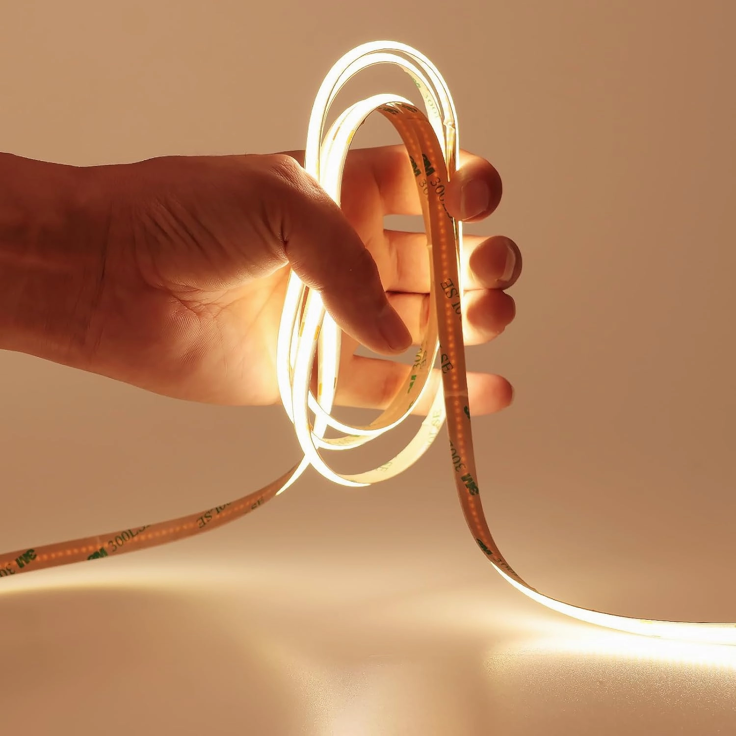 49.2ft/15M DC 24V COB LED Strip Light Warm White 3000K 5760LEDs CRI 93  11000lm Uniform Glow IP20 Not Waterproof Flexible LED Tape Lights for DIY Cabinet Bedroom Home Decor(No Power Supply)