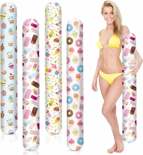 4 Pcs Inflatable Pool Noodles 41.3 Inch Hawaii Swim Pool Noodles Floats Inflatable Tropical Pool Noodles for Adult Water Game Pool Beach Hawaii Party Sports