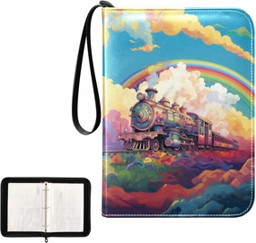 4 Pockets Trading Card Album Holder Book Folder Sports Card Binder Train Cartoon 400 Double Side Pockets for 3 Ring Binder Zipper