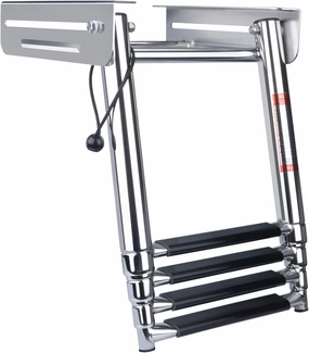 4-Step Stainless Steel Sliding Dive Ladder - Telescoping Ladder for Pontoon Boat, 900 lb Capacity
