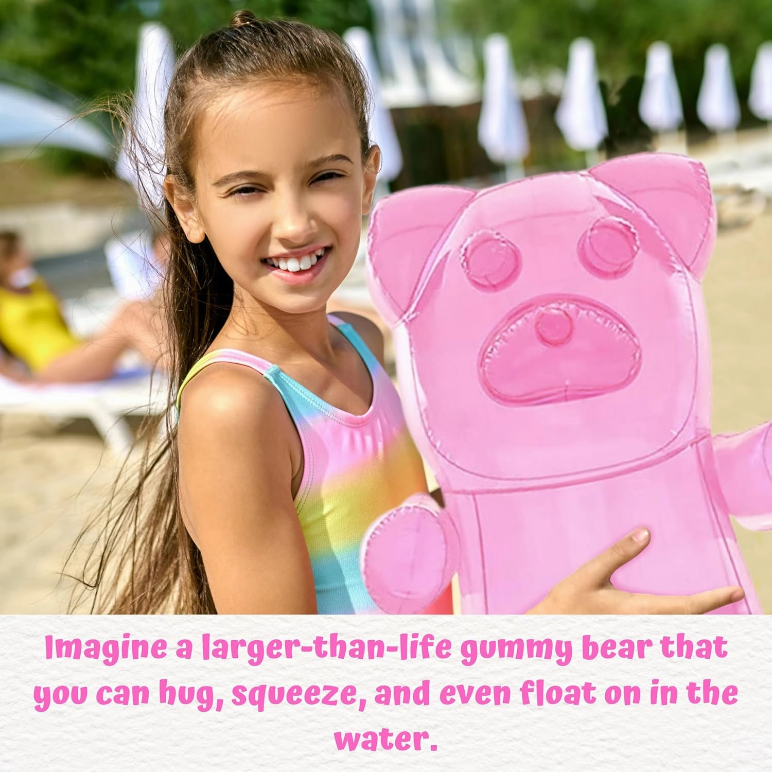 4E's Novelty 2 Inflatable 24 inch Huge Gummy Bears, Candyland Party Decorations for Girls, Birthday Party Favors, Lollipop Two Sweet Theme Birthday Party Supplies, Unique Pool Floaties Toys