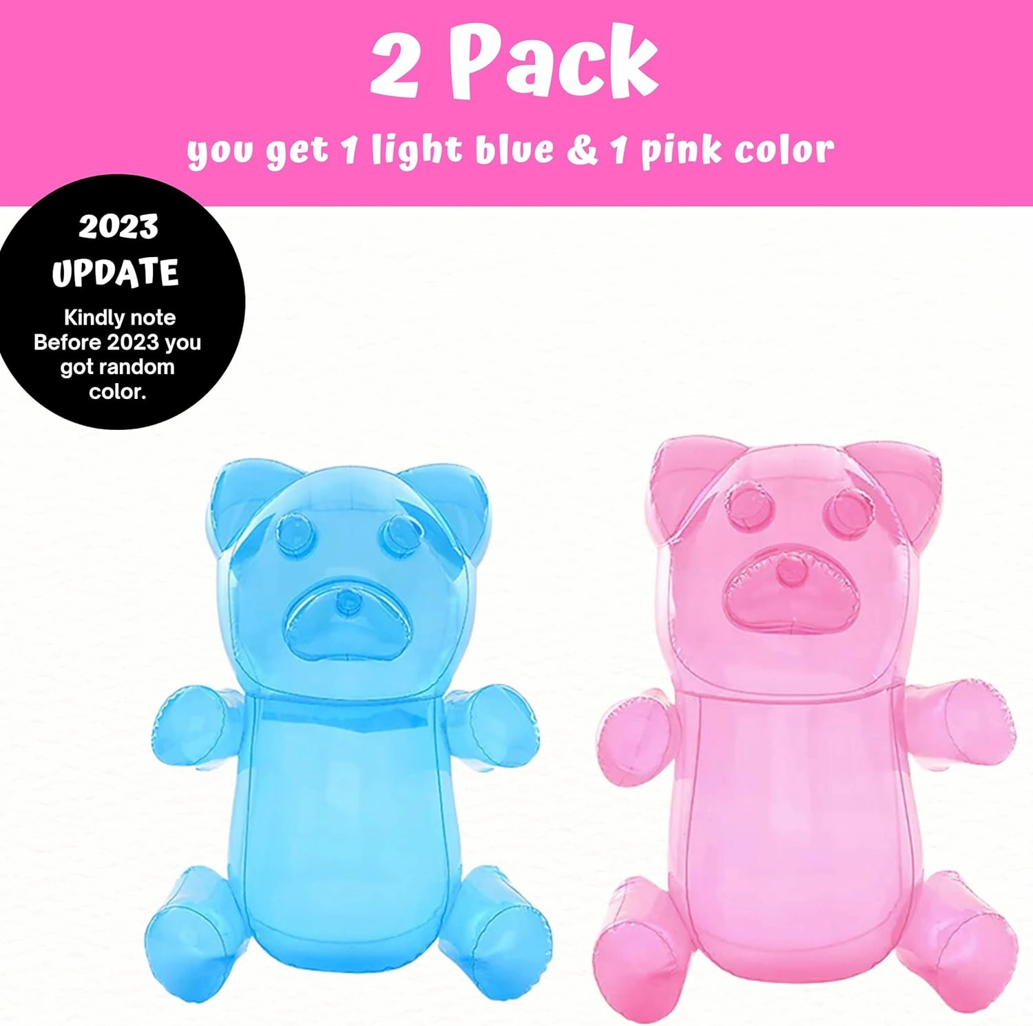 4E's Novelty 2 Inflatable 24 inch Huge Gummy Bears, Candyland Party Decorations for Girls, Birthday Party Favors, Lollipop Two Sweet Theme Birthday Party Supplies, Unique Pool Floaties Toys