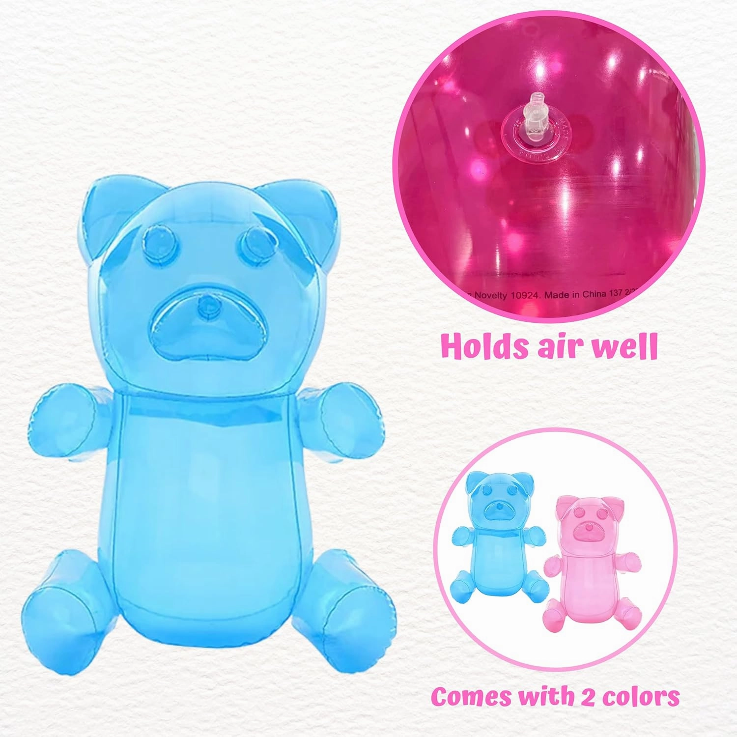 4E's Novelty 2 Inflatable 24 inch Huge Gummy Bears, Candyland Party Decorations for Girls, Birthday Party Favors, Lollipop Two Sweet Theme Birthday Party Supplies, Unique Pool Floaties Toys